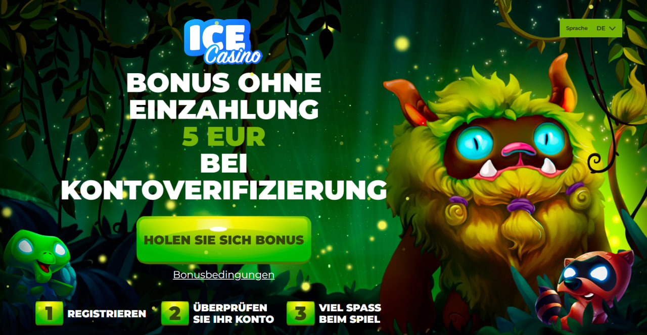 Screenshot: IceCasino 5 € Bonus ohne Einzahlung