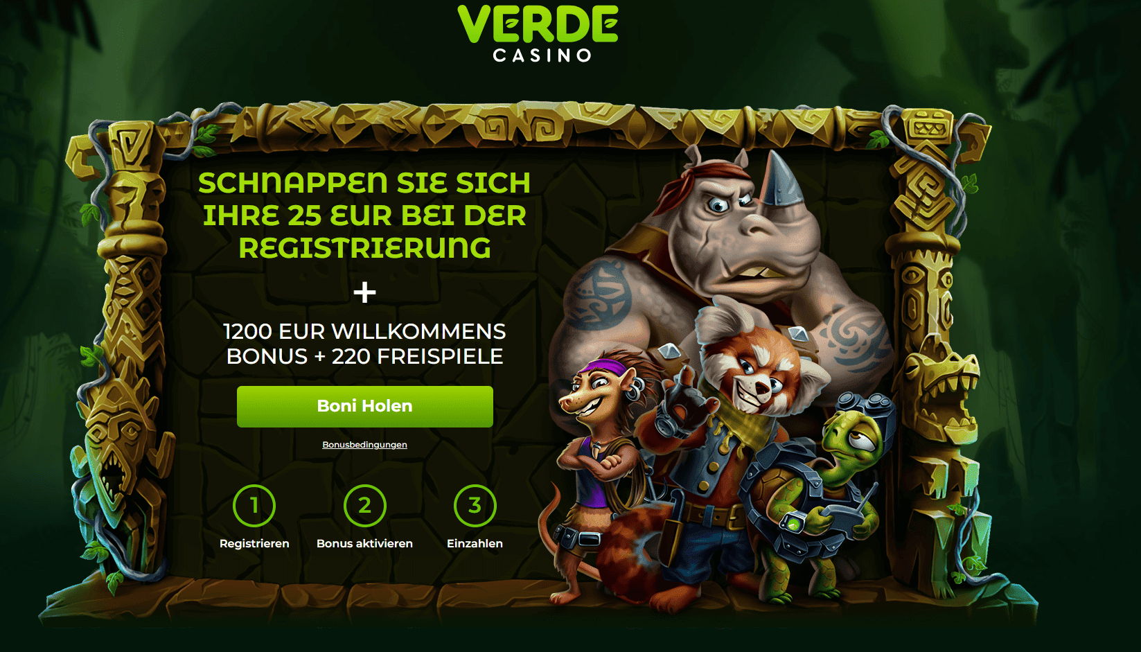Verde Casino — 25 Euro Startguthaben ohne Einzahlung Bonus