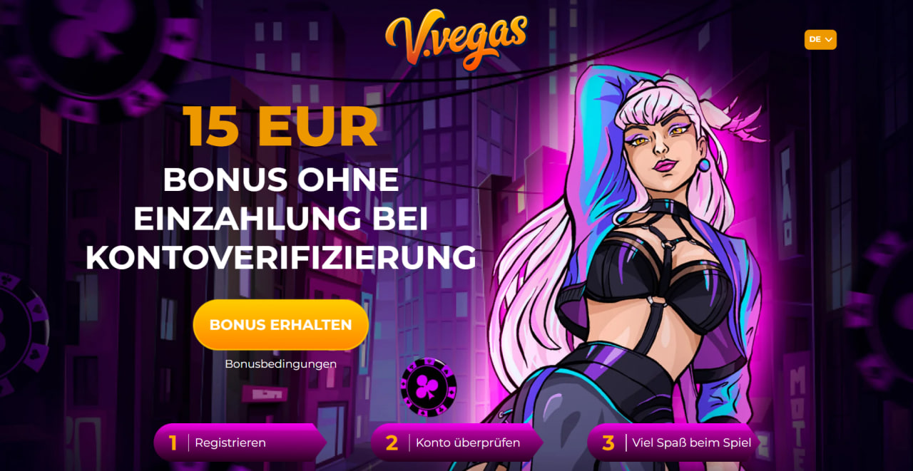 V.Vegas 15 Euro Bonus ohne Einzahlung